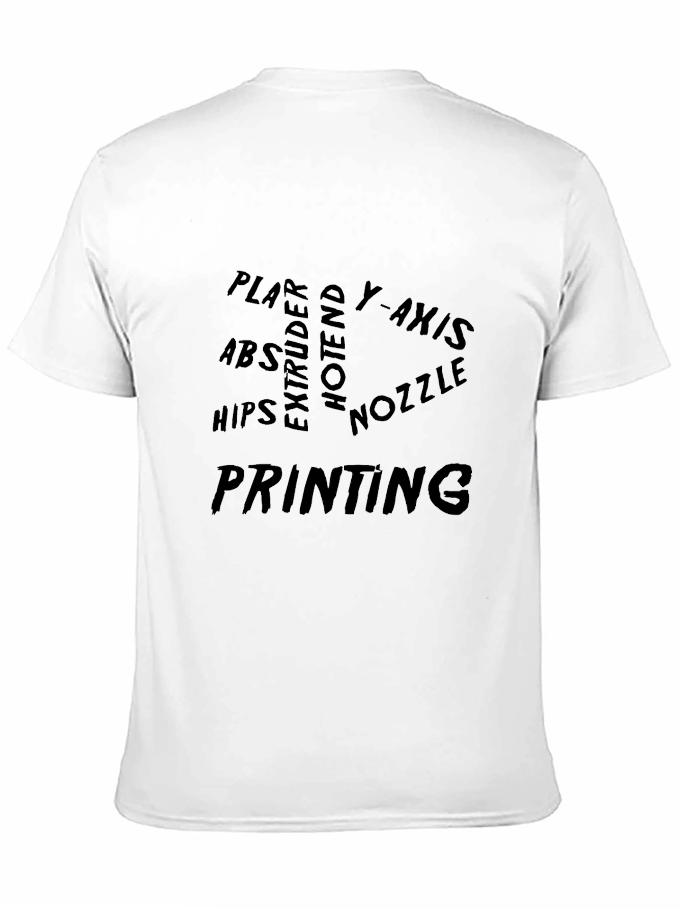 3D Printing Word Cloud Black T-Shirt