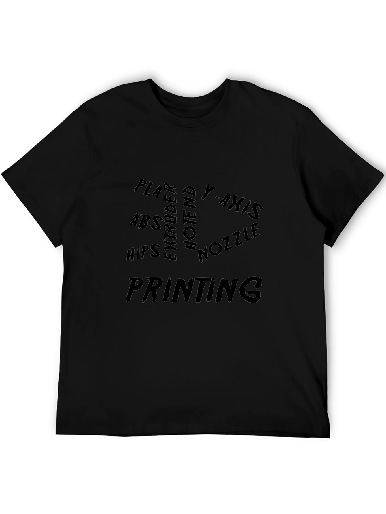 3D Printing Word Cloud Black T-Shirt