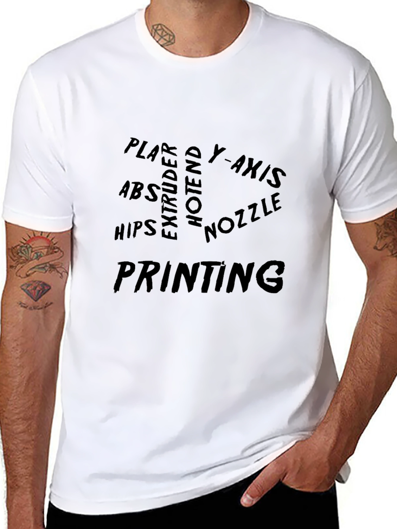 3D Printing Word Cloud Black T-Shirt