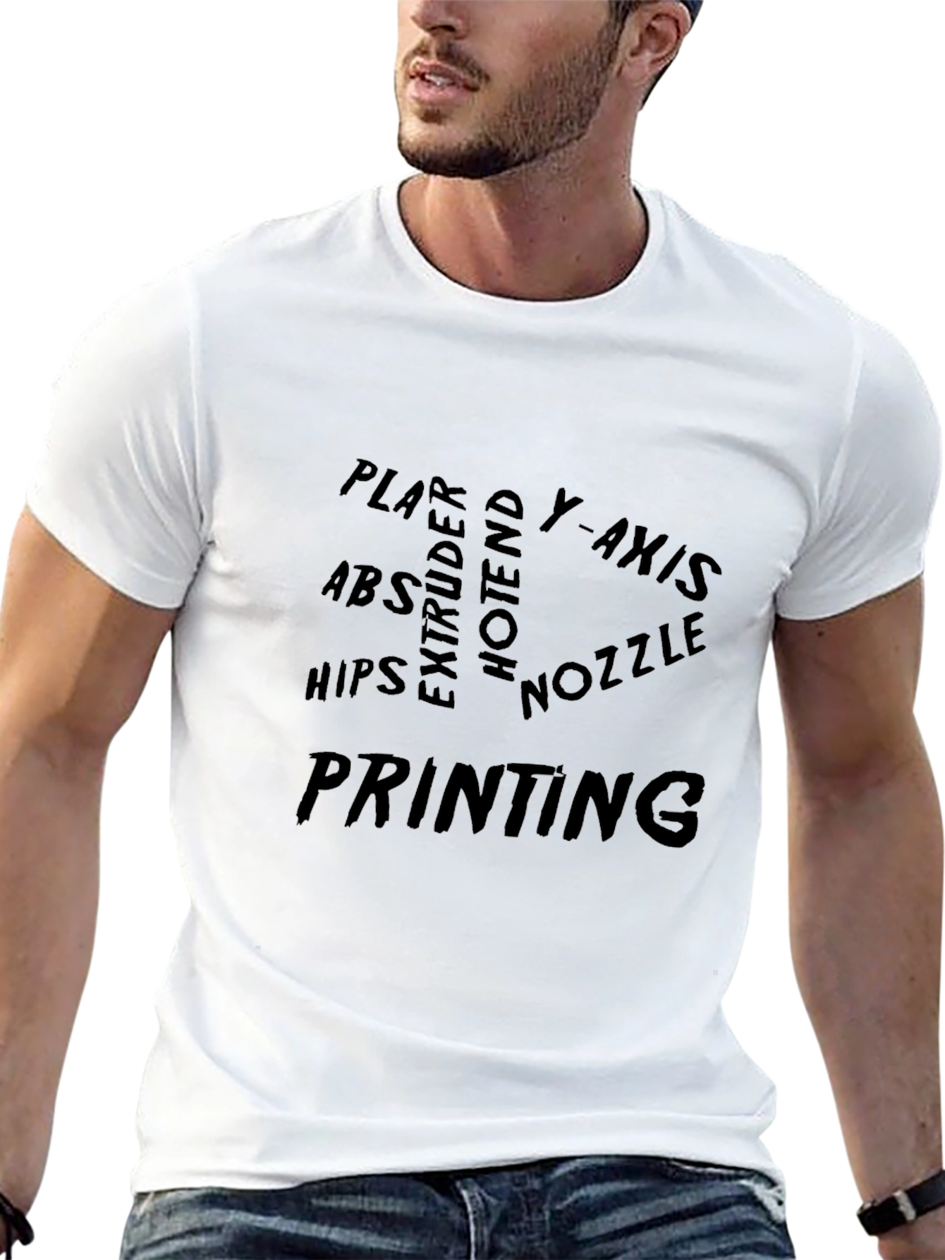 3D Printing Word Cloud Black T-Shirt