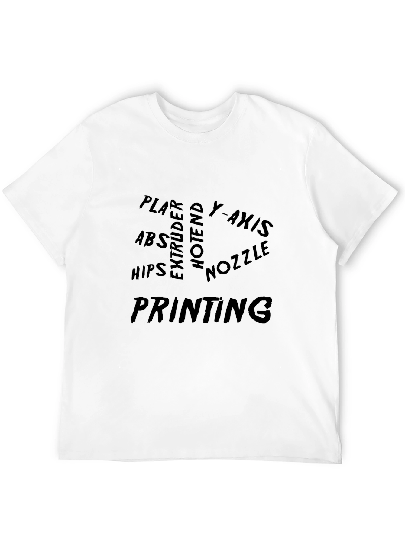 3D Printing Word Cloud Black T-Shirt