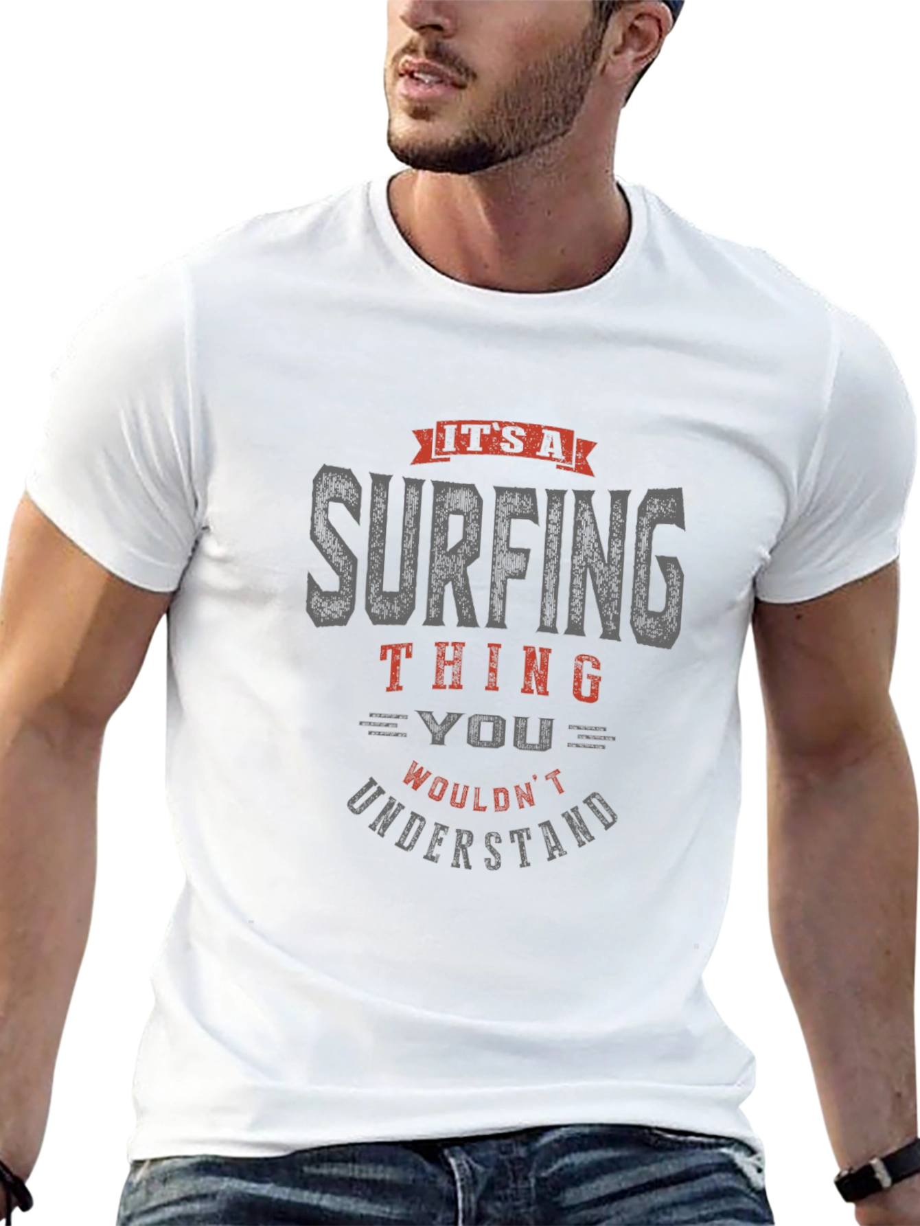 Surfing Thing Graphic Tee - Mens Black Cotton T-Shirt