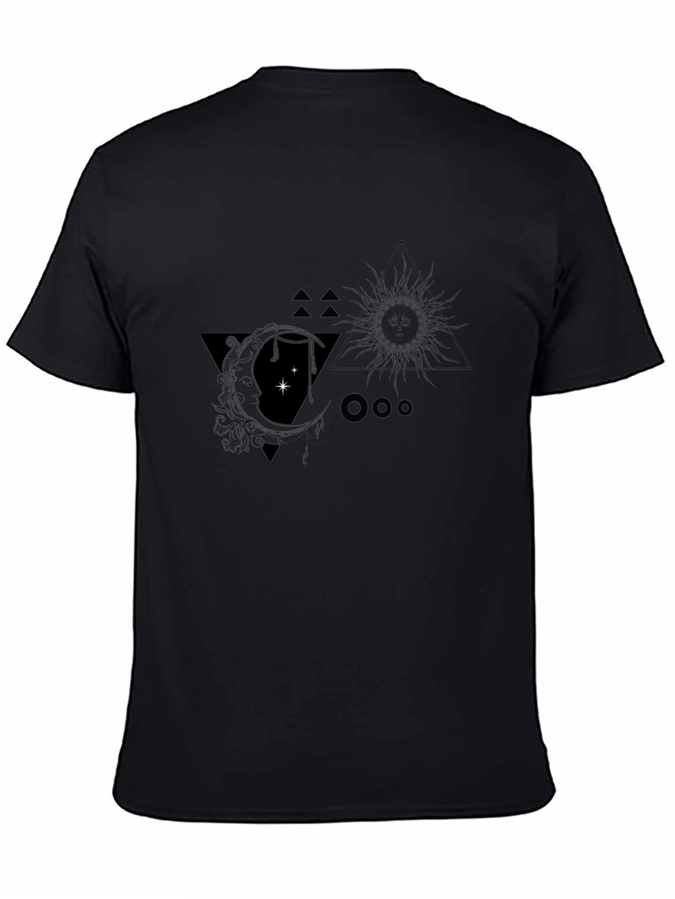 Celestial Sun & Moon Graphic Tee - Black