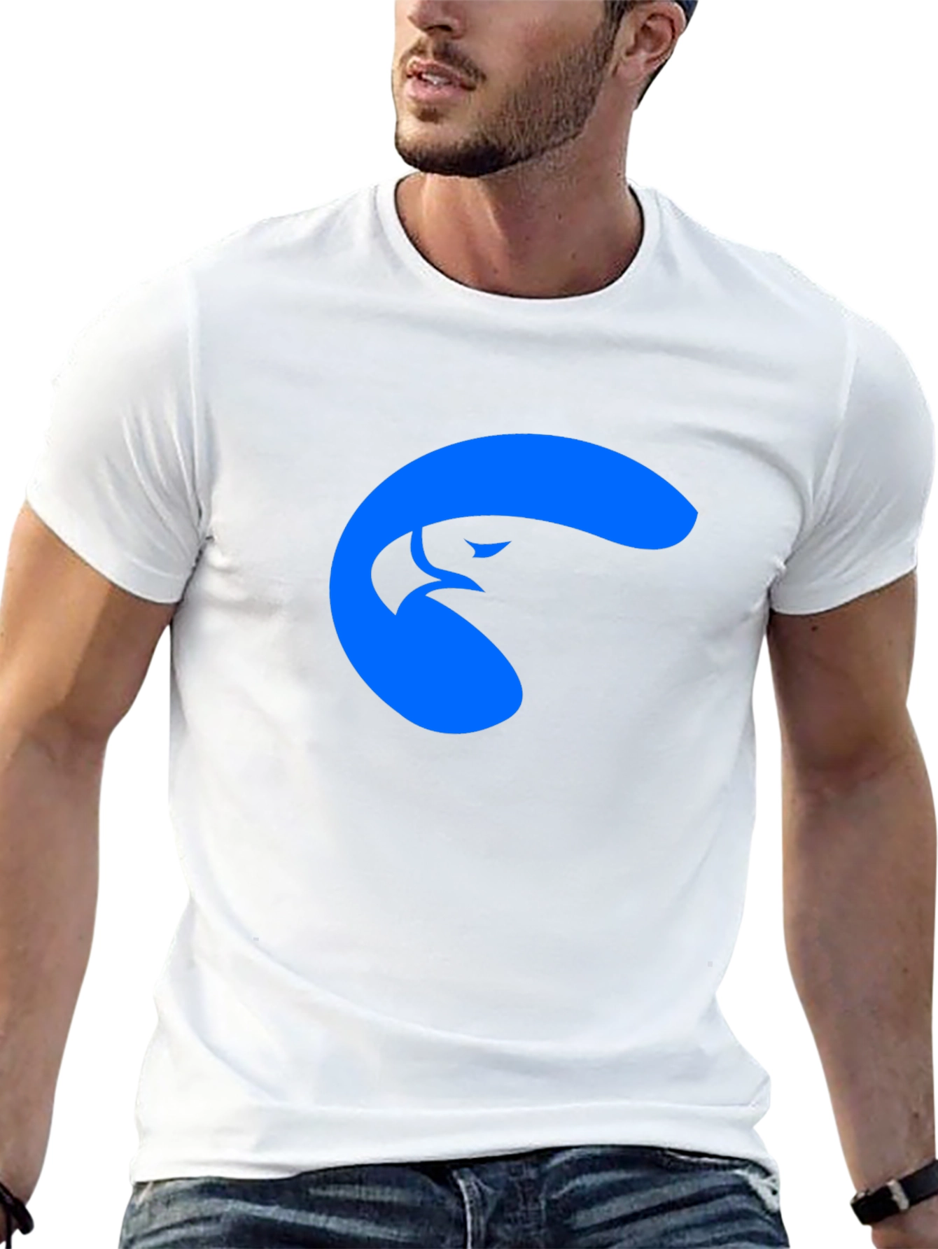 Cool Blue Eagle Graphic Black T-Shirt
