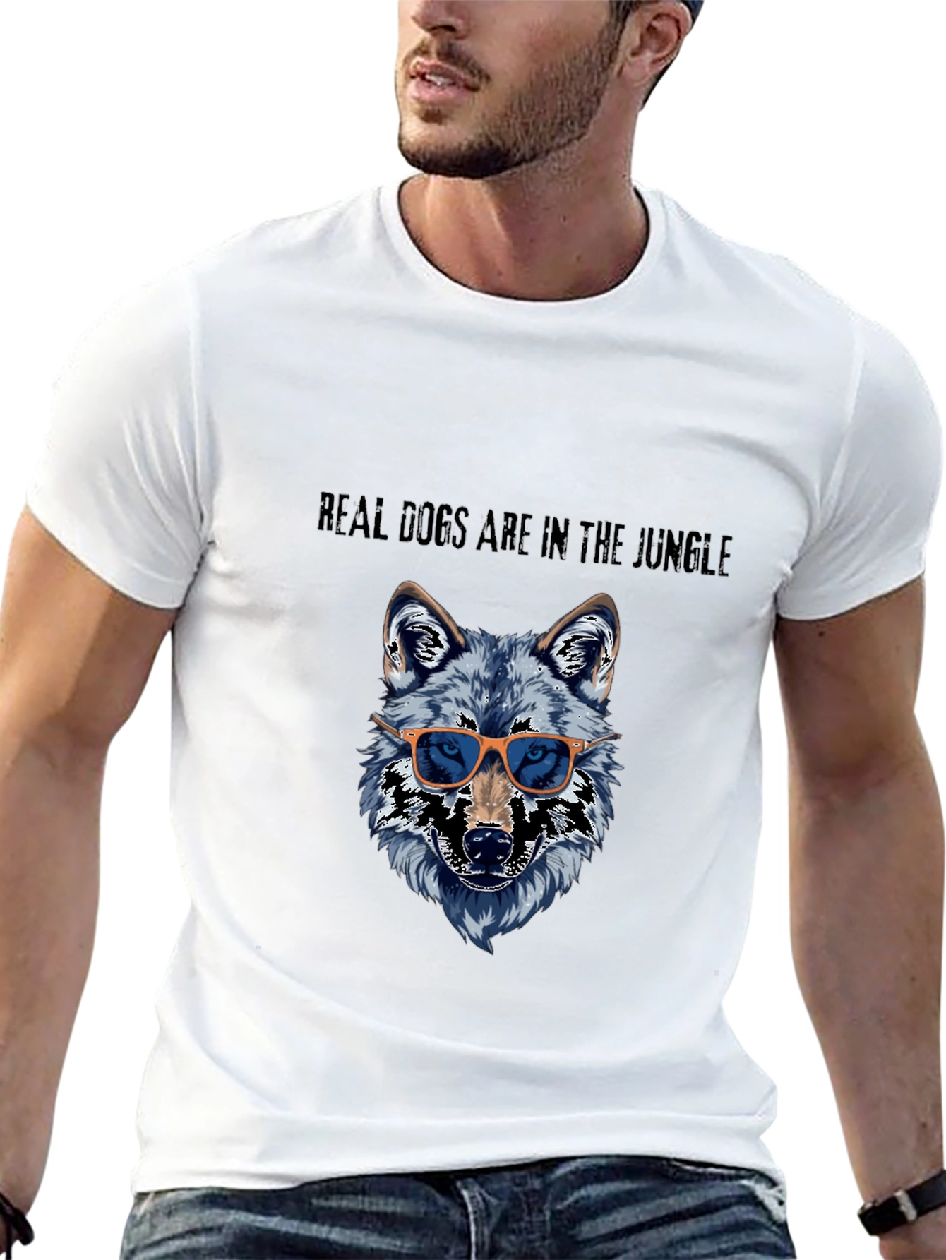 Cool Wolf in Sunglasses Graphic T-Shirt - Mens