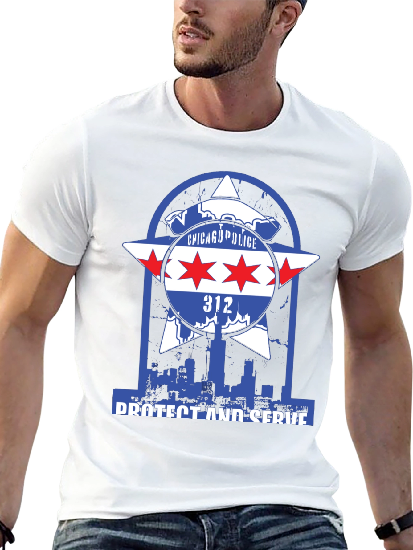 Chicago Police Protect and Serve Graphic T-Shirt