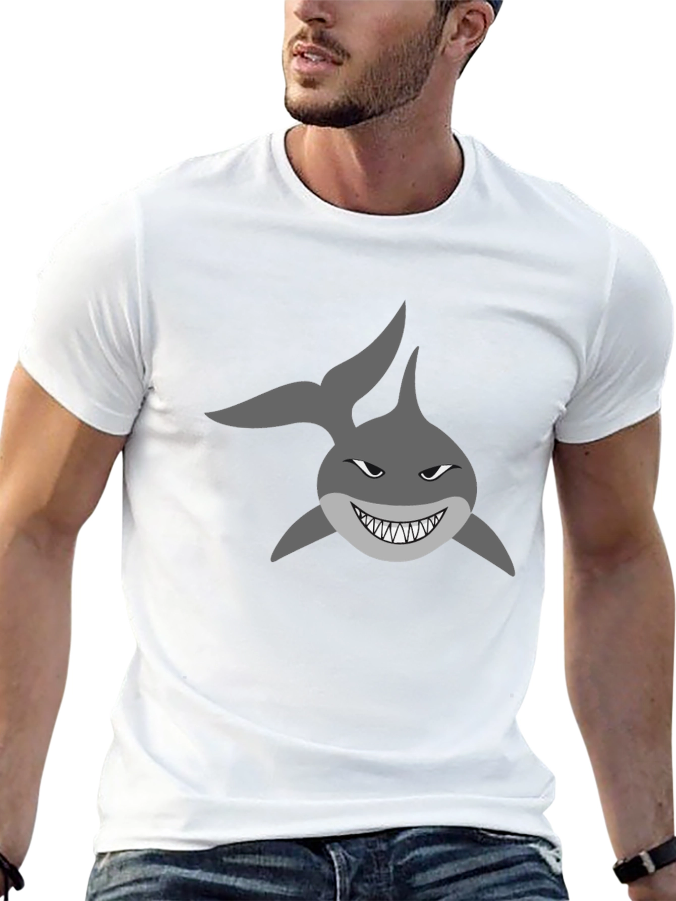 Mens Black T-Shirt with Shark Graphic