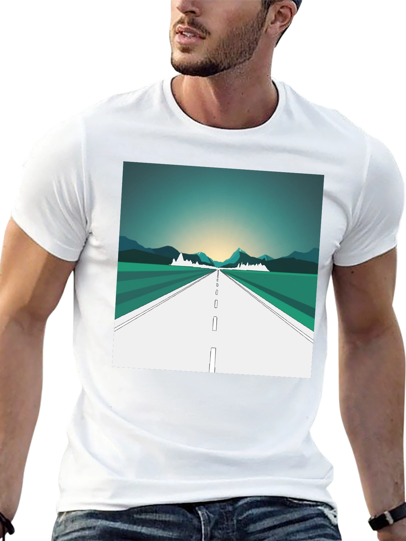 Road Trip Graphic Tee - Black Cotton T-Shirt
