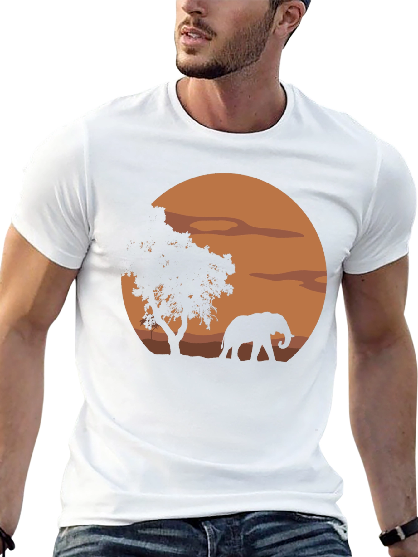 African Sunset Elephant Graphic T-Shirt