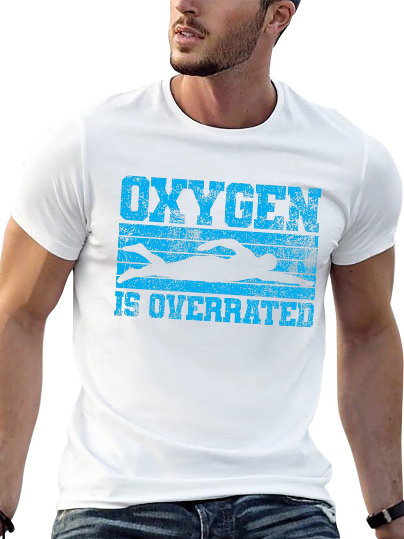 Oxygen is Overrated Swimmer Black T-Shirt