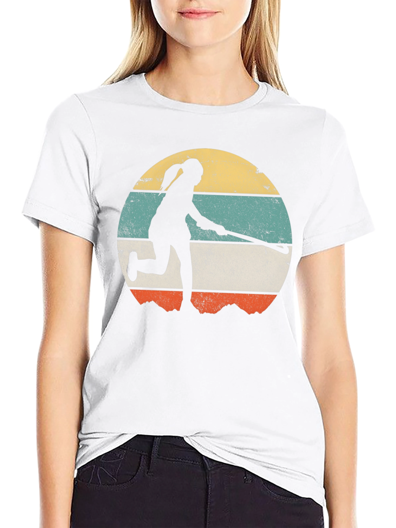 Retro Field Hockey Player Graphic Tee