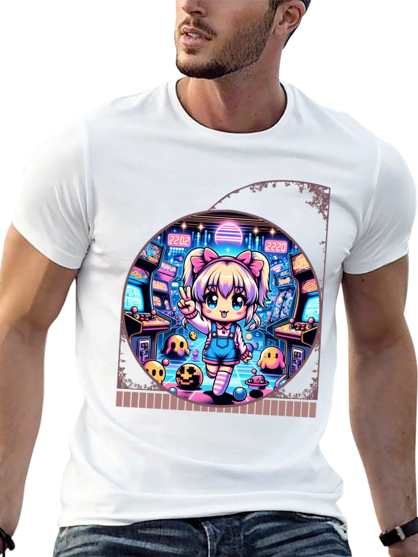 Retro Arcade Anime Graphic T-Shirt