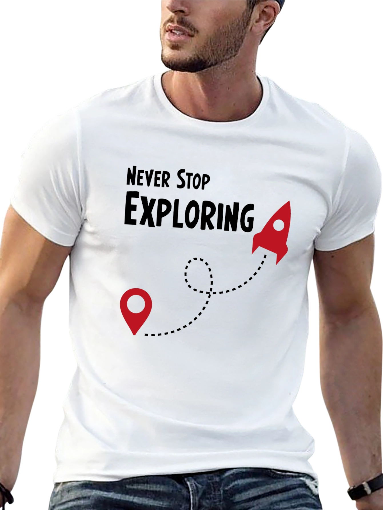 Never Stop Exploring Black T-Shirt