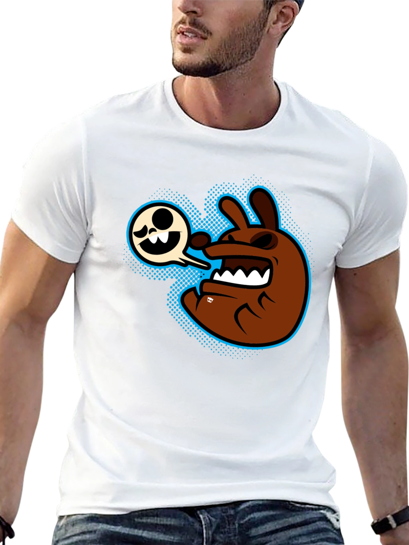 Cartoon Character Graphic T-Shirt - Mens Black Tee