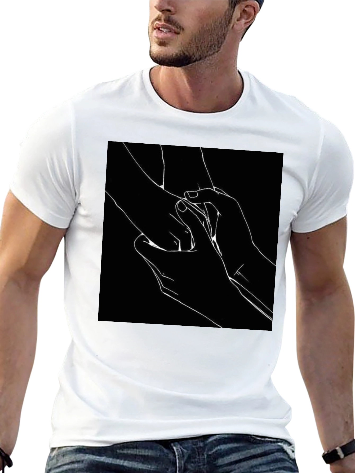 Black T-Shirt with Hands Graphic