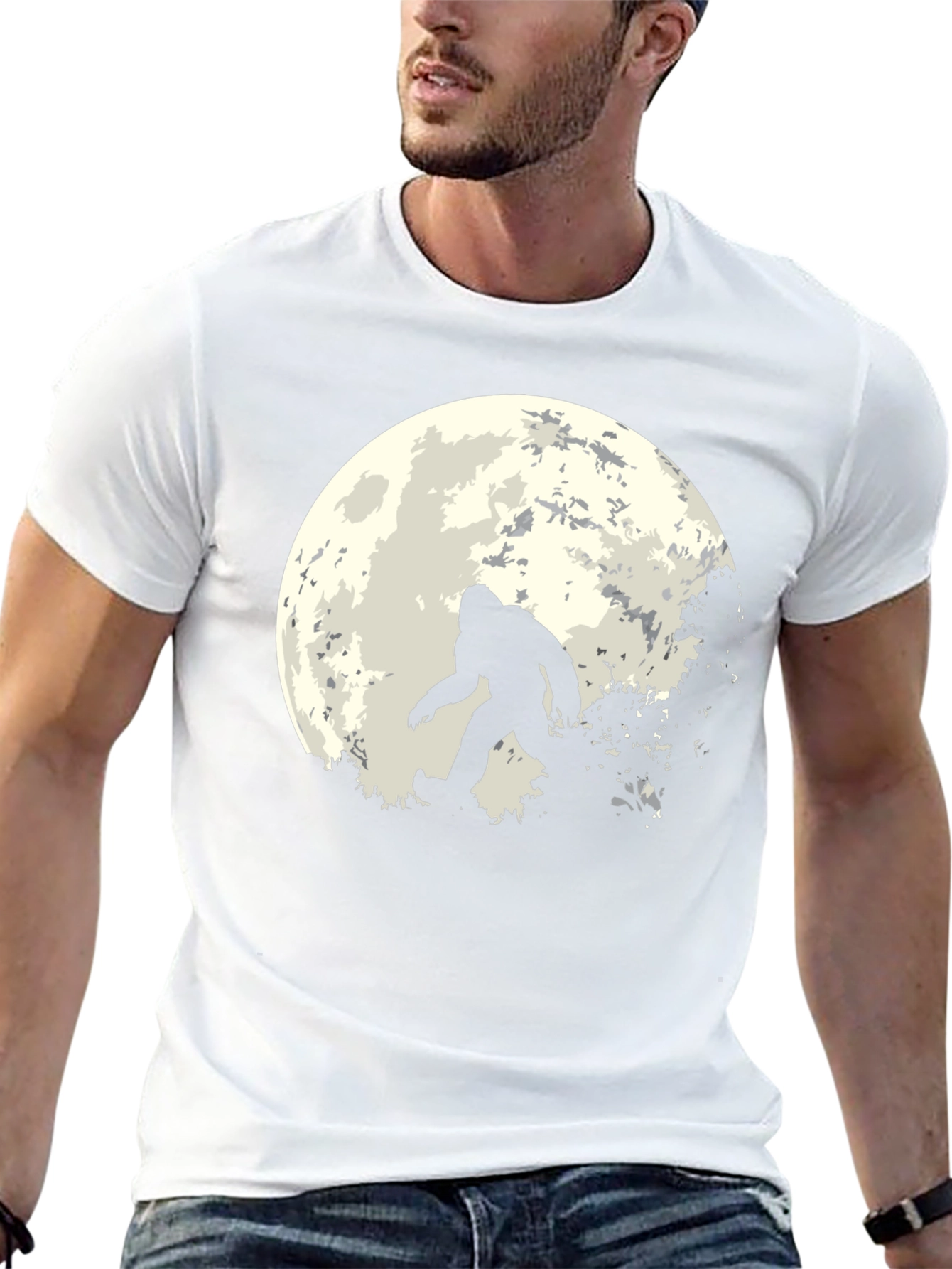 Bigfoot Moon Mens T-Shirt - Black