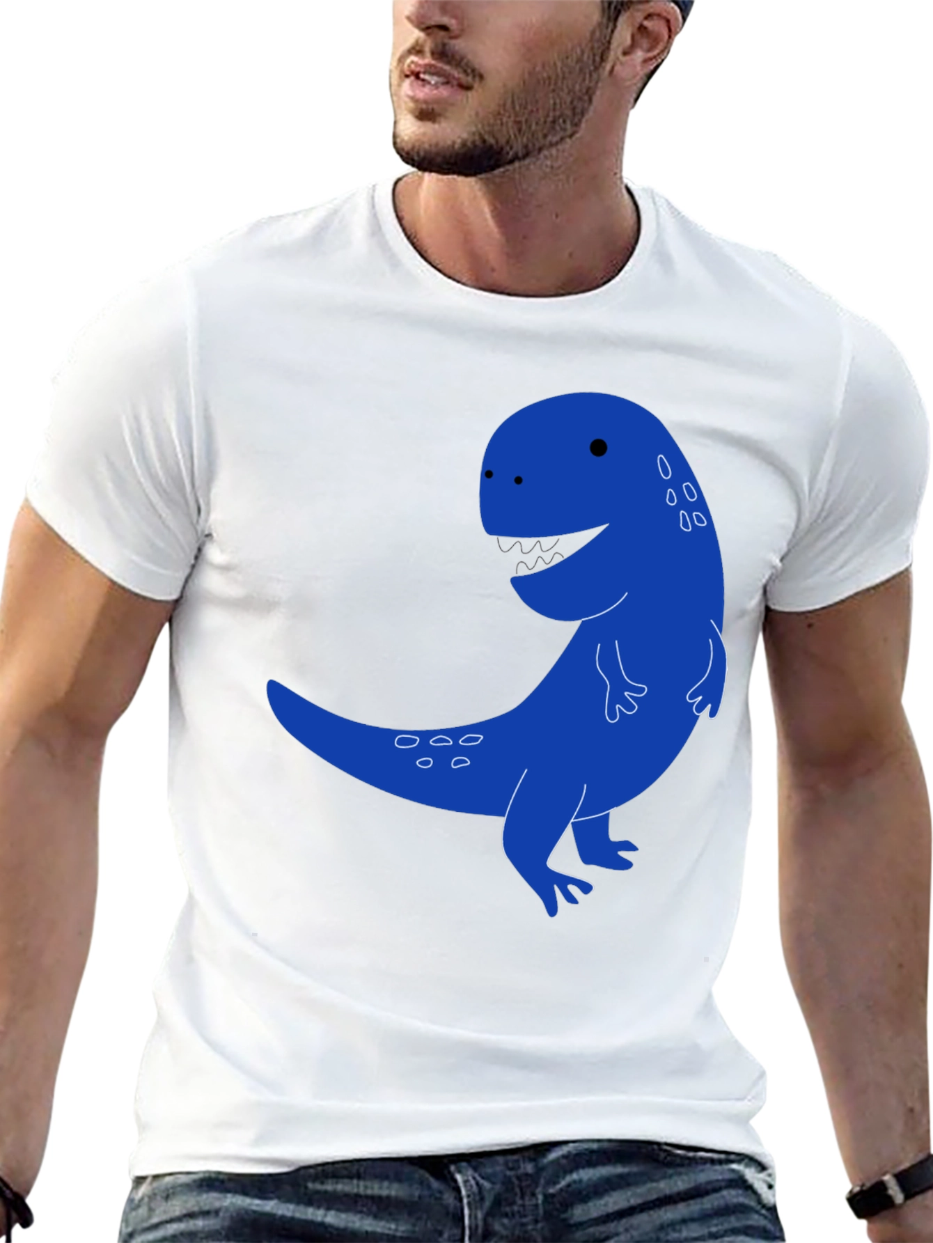 Cartoon Dinosaur Graphic Tee - Black Casual T-Shirt