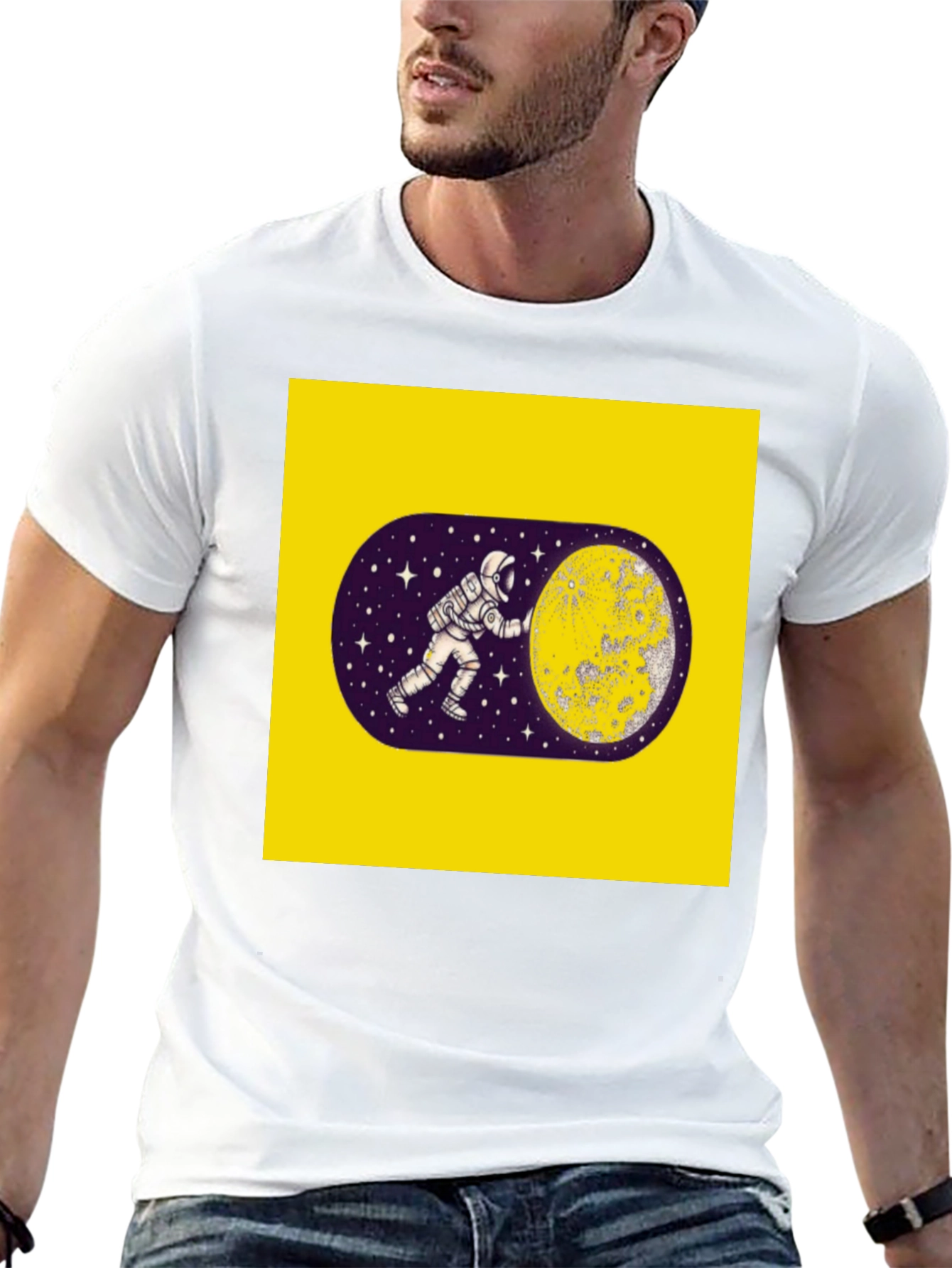 Astronaut Moon Graphic Black T-Shirt