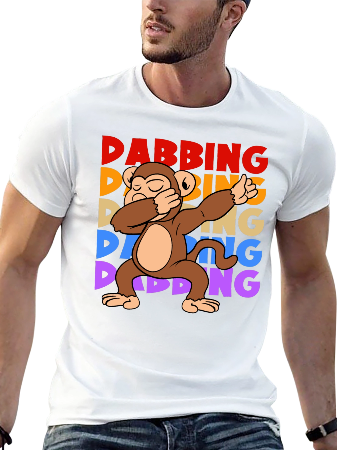 Dabbing Monkey Graphic T-Shirt - Fun Trendy Tee