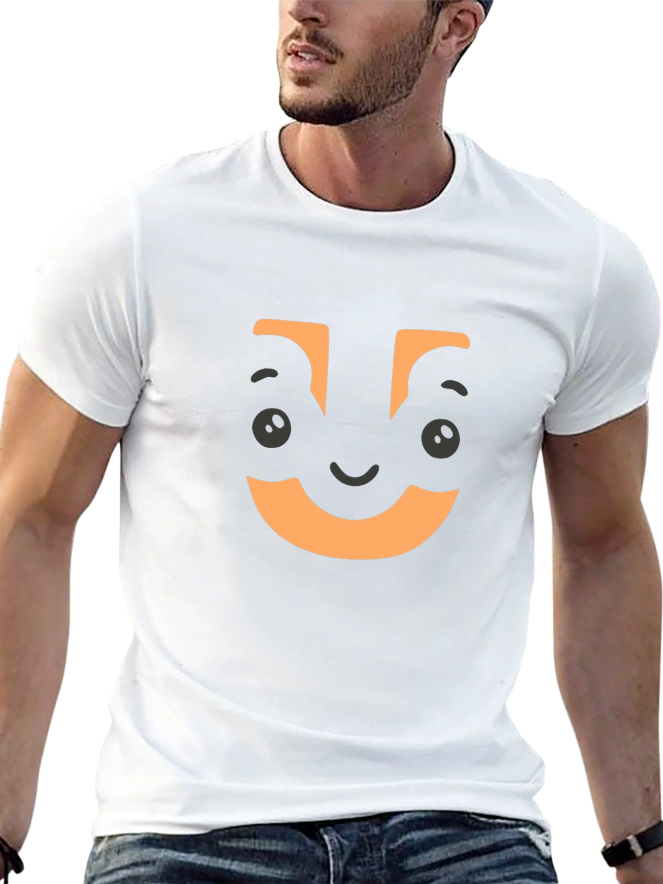 Funny Face Graphic Tee - Black Crew Neck T-Shirt