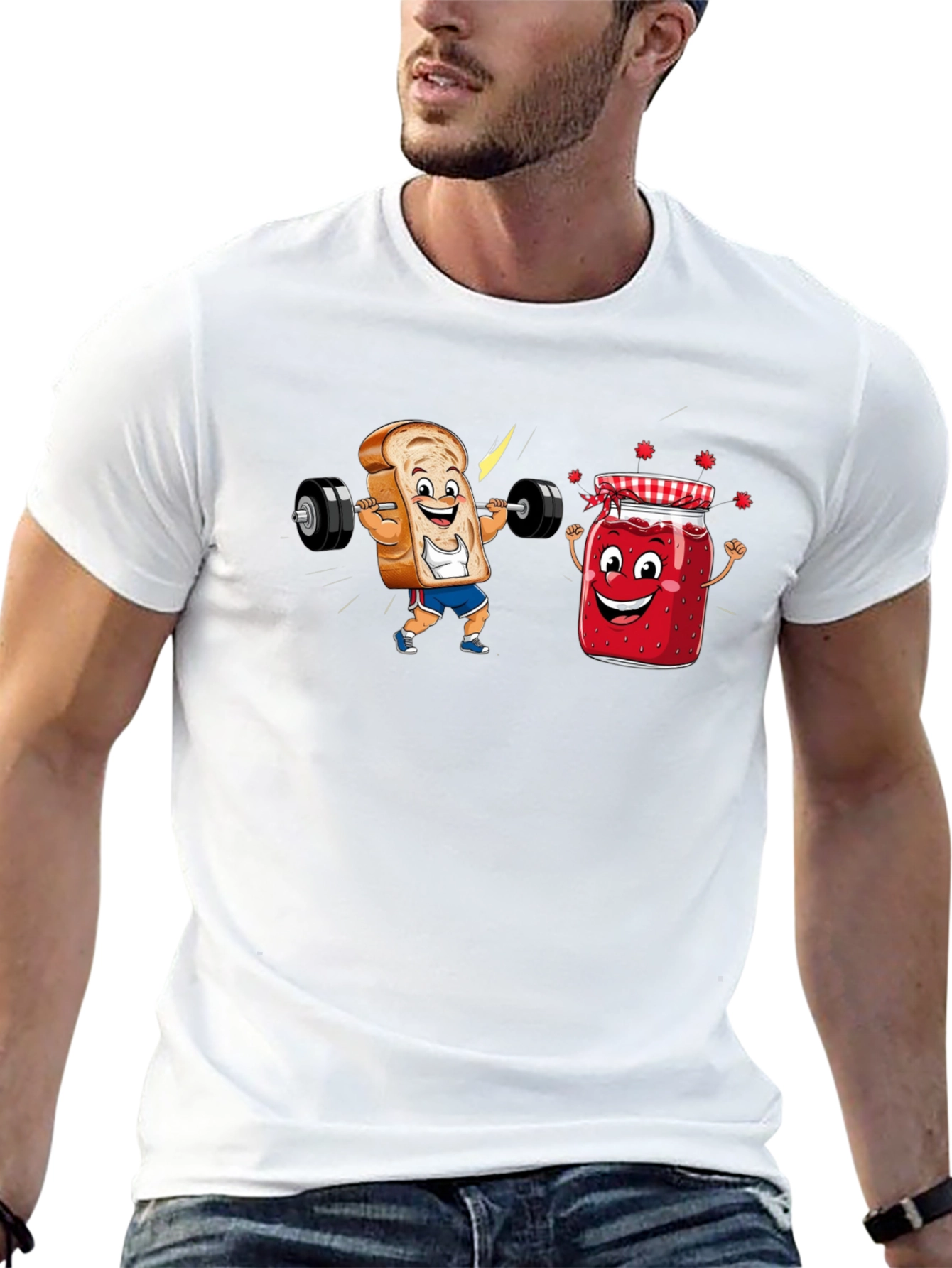 Funny Toast and Jam Workout Black T-Shirt