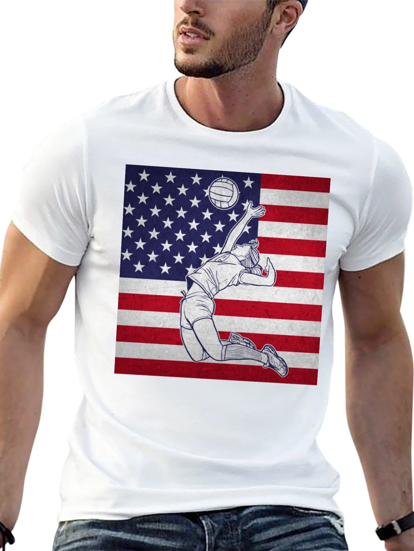 Volleyball USA Flag T-Shirt