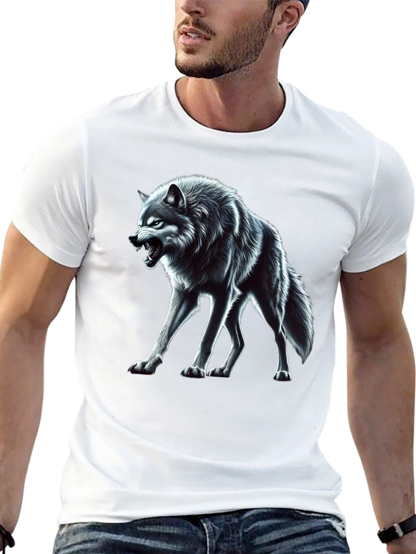 Wolf Graphic Black T-Shirt - Fierce Animal Design