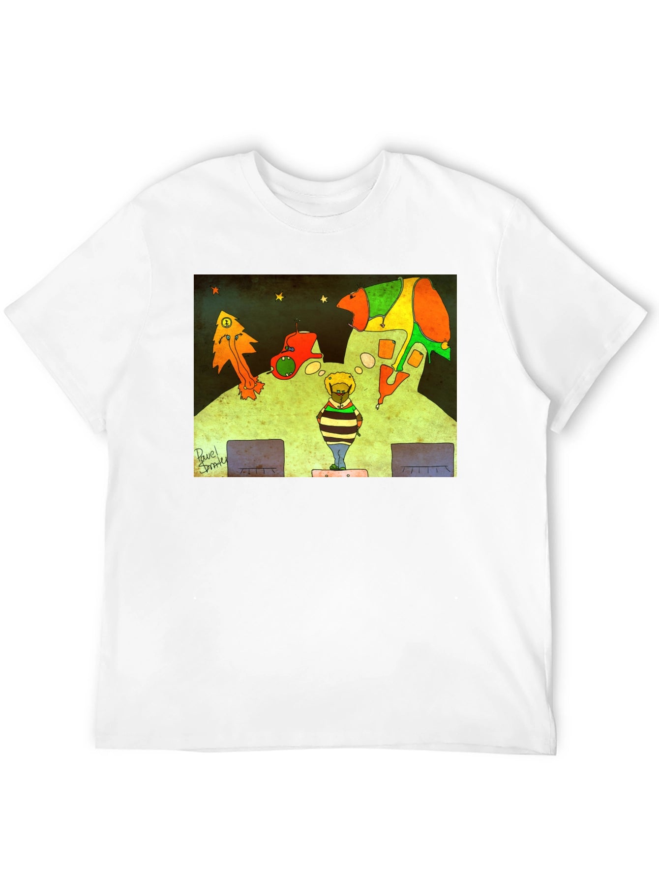 Retro Cartoon Graphic Print Black Tee