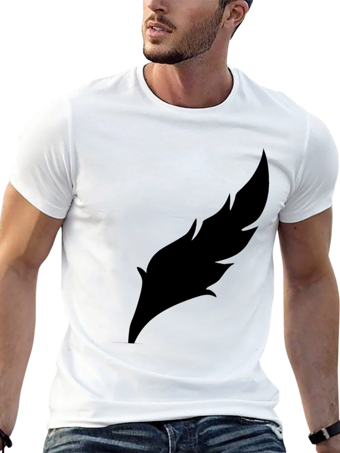 Mens Black Feather Graphic Tee