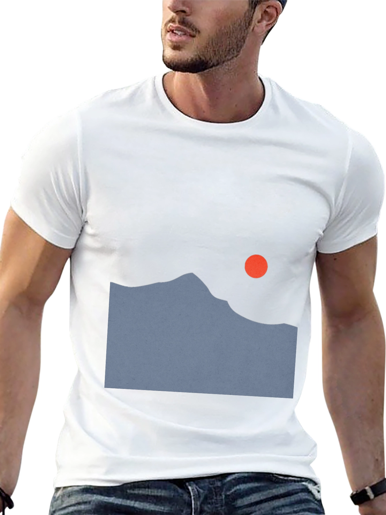 Minimalist Mountain Sunset Black T-Shirt