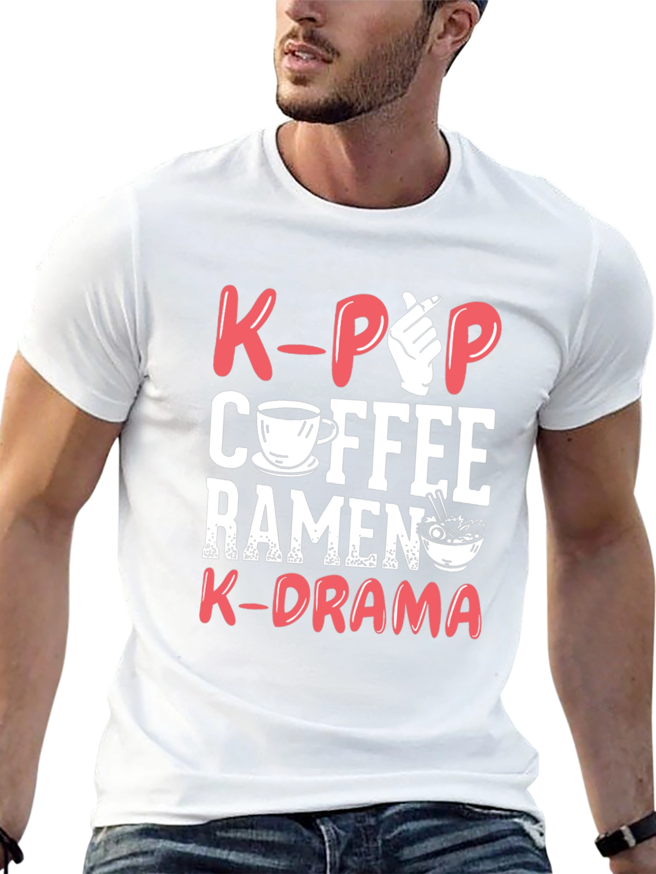 K-Pop Coffee Ramen K-Drama Graphic T-Shirt