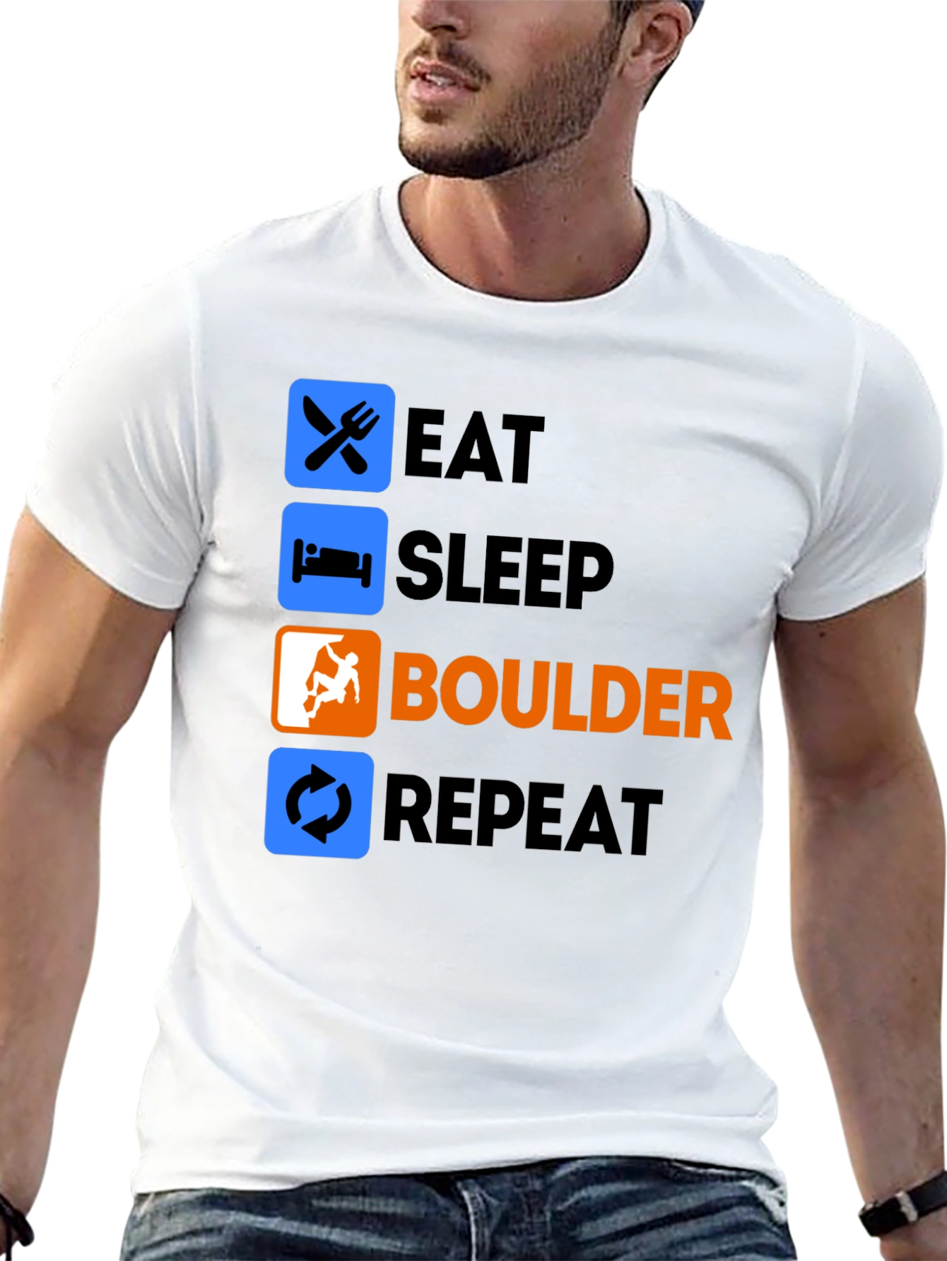 Eat Sleep Boulder Repeat Black T-Shirt