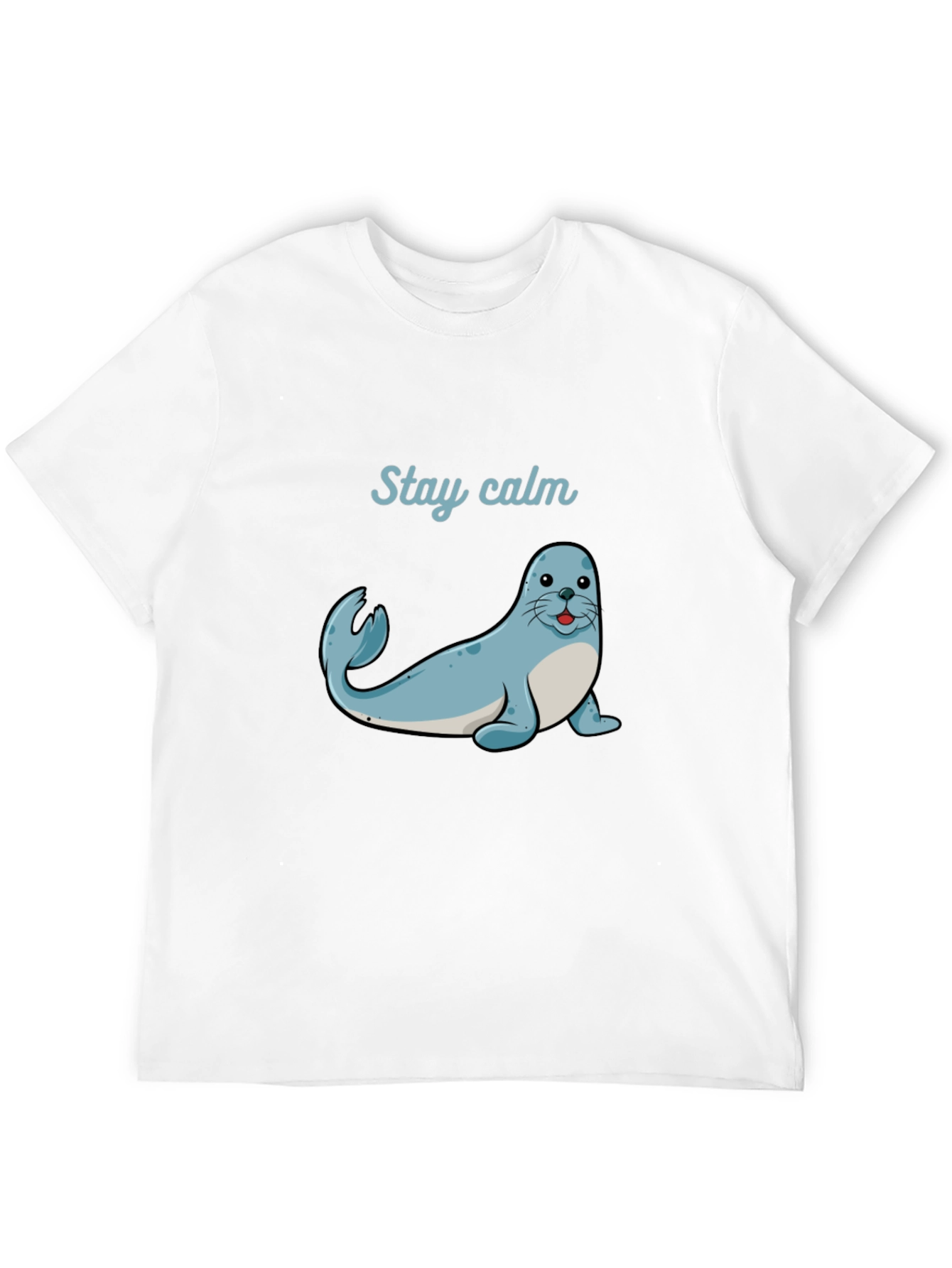 Stay Calm Seal Graphic Tee - Black Cotton T-Shirt