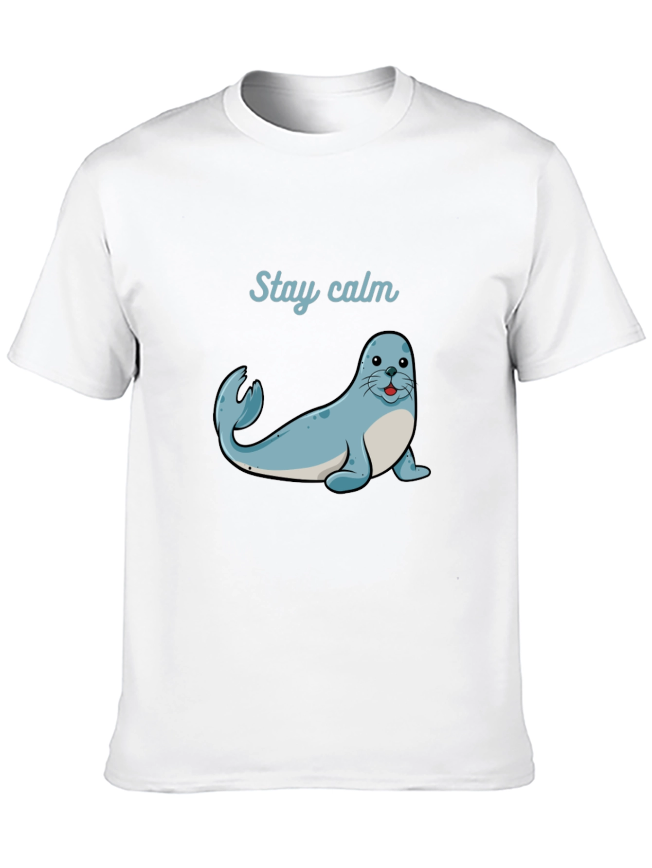 Stay Calm Seal Graphic Tee - Black Cotton T-Shirt