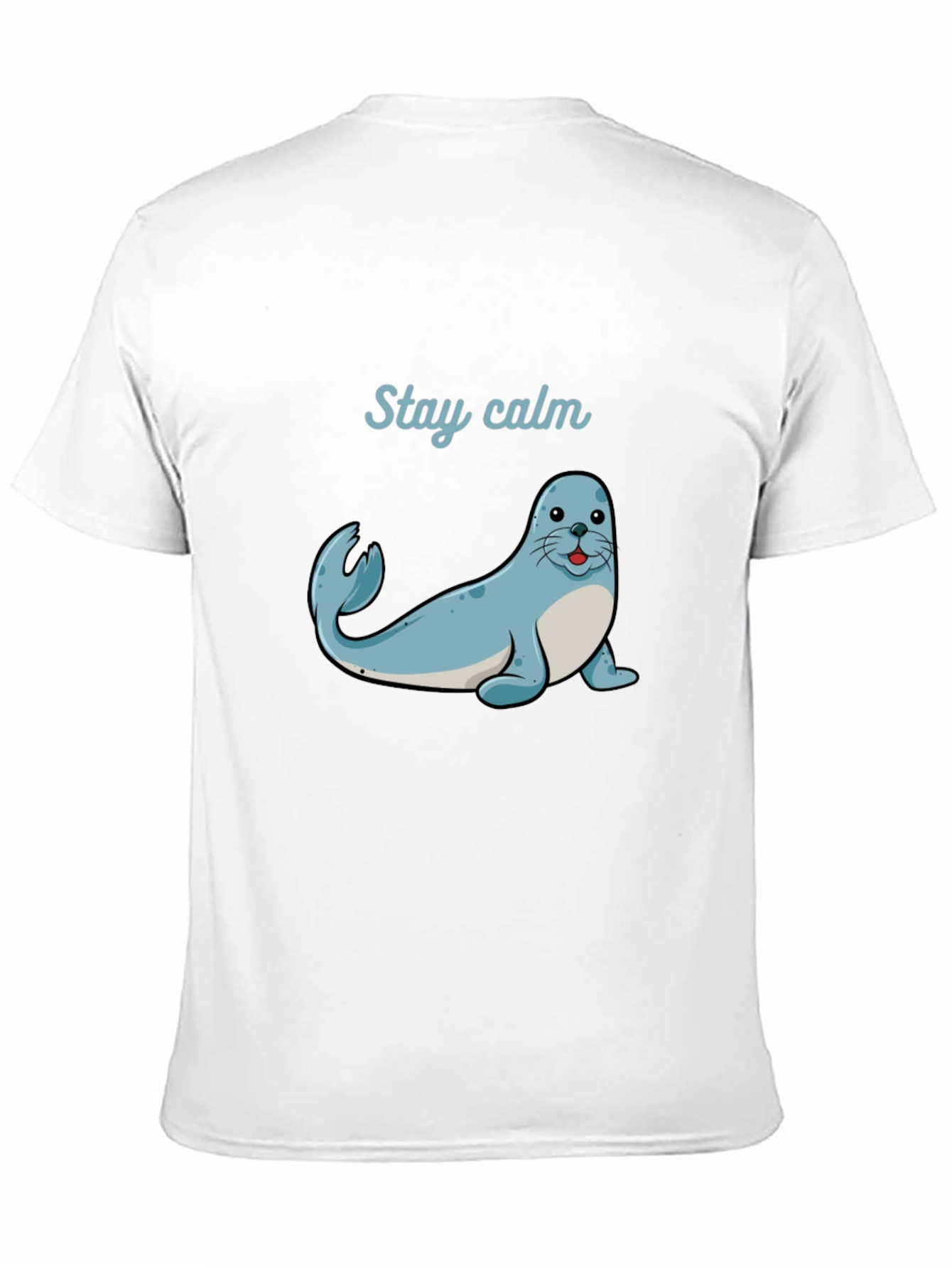 Stay Calm Seal Graphic Tee - Black Cotton T-Shirt