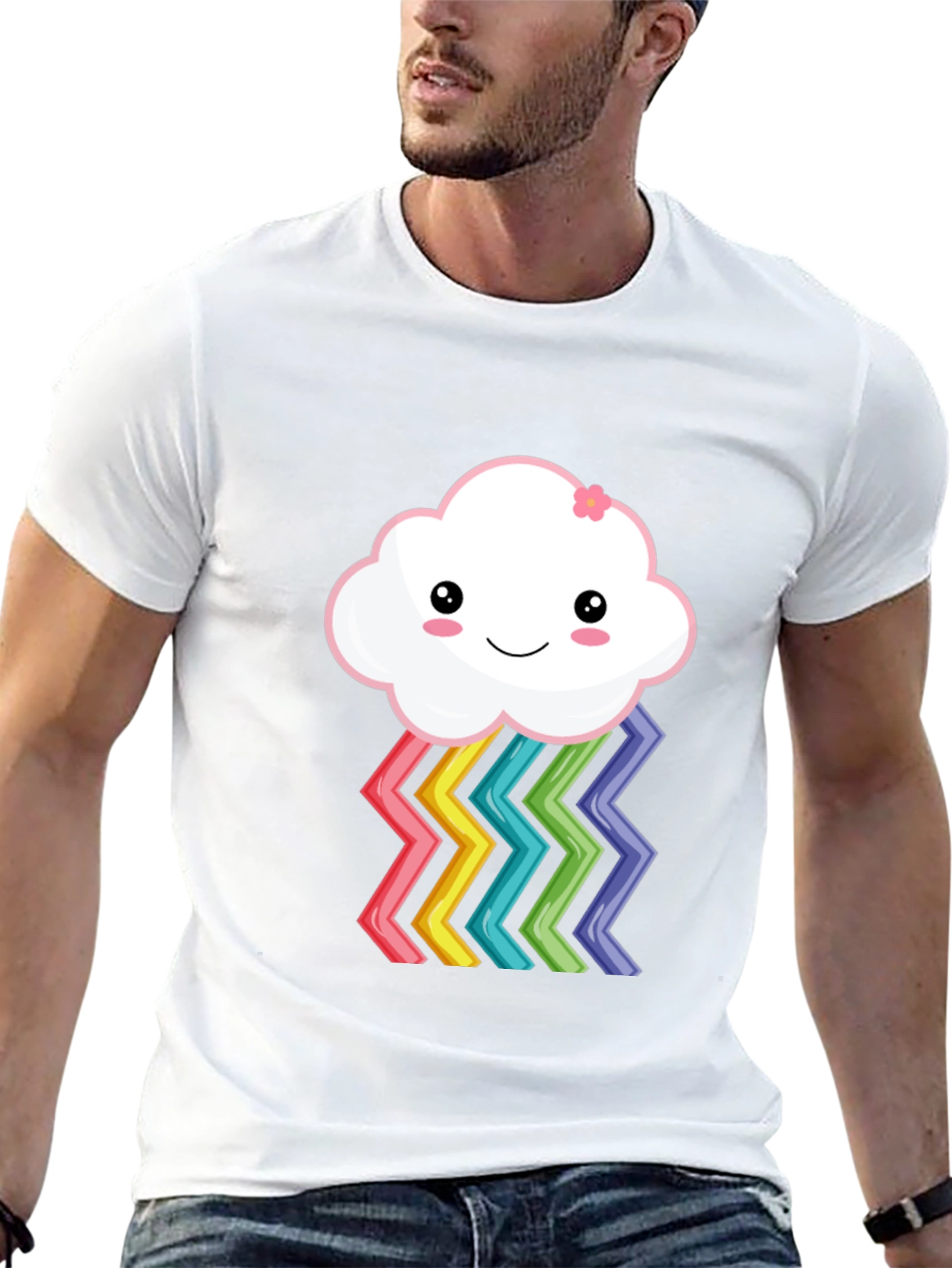 Cute Rainbow Cloud Graphic T-Shirt
