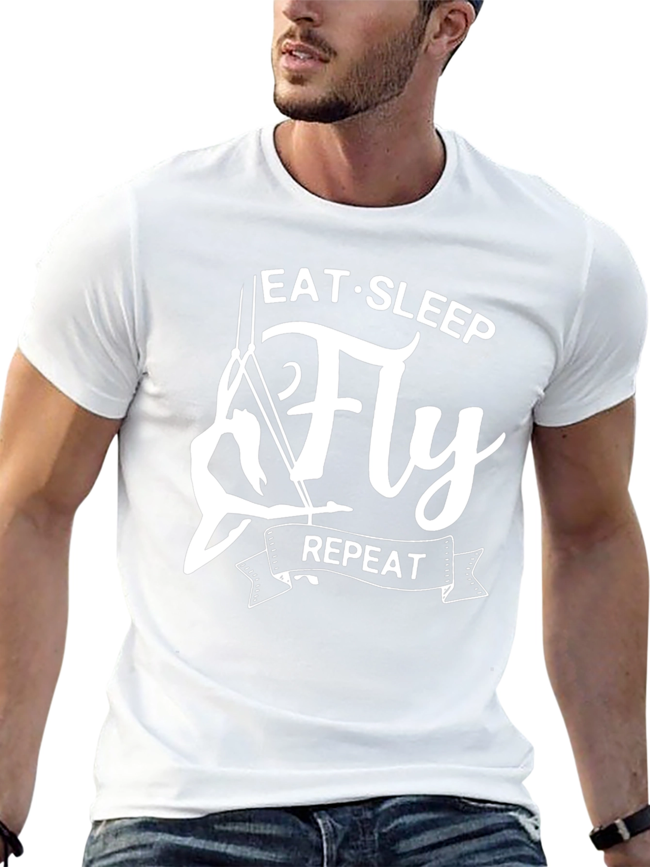 Eat Sleep Fly Repeat Black T-Shirt