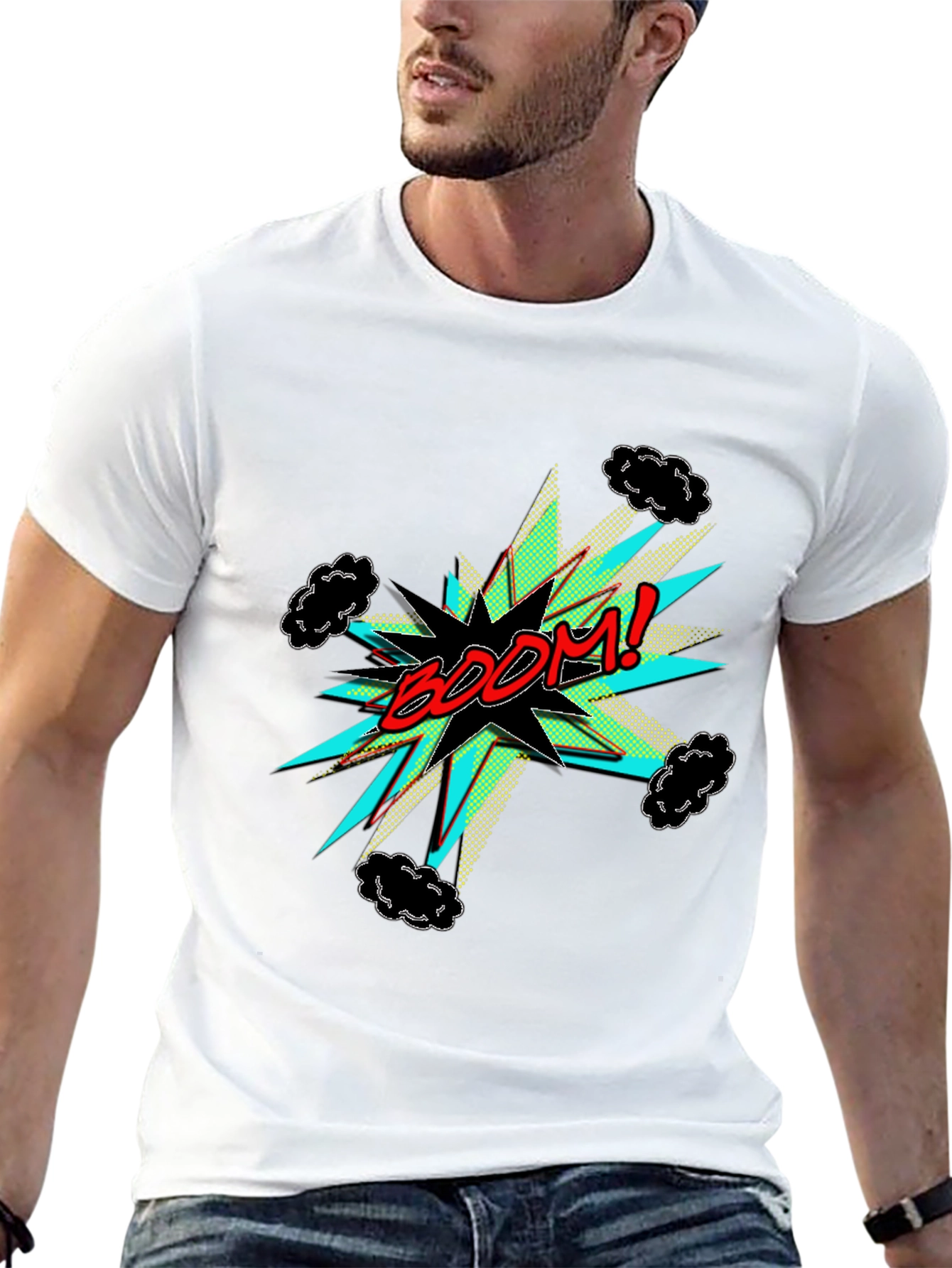 BOOM! Graphic Print Black Tee