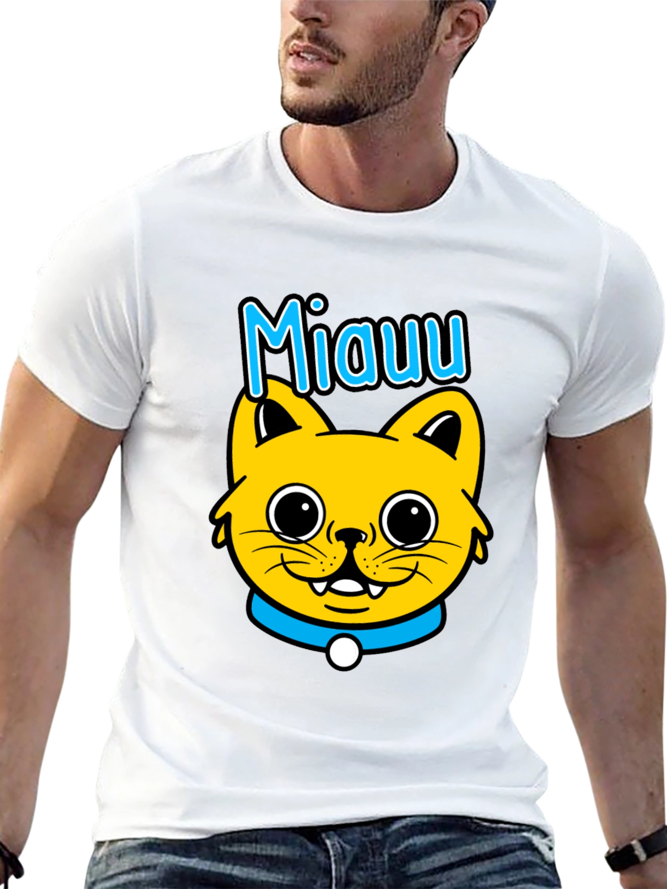 Miauu Cat Graphic Black T-Shirt