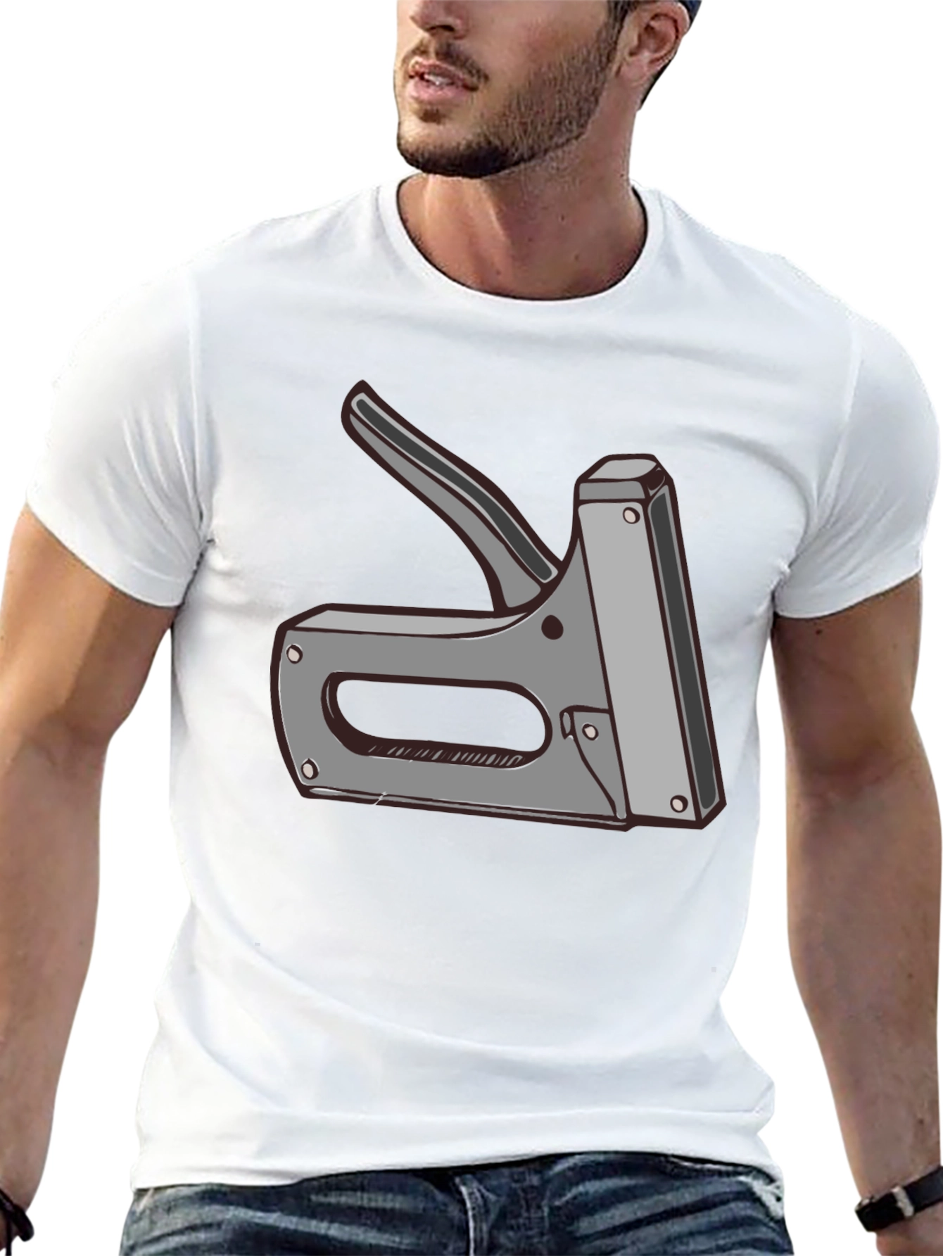 Staple Gun Graphic Tee - Black Cotton T-Shirt
