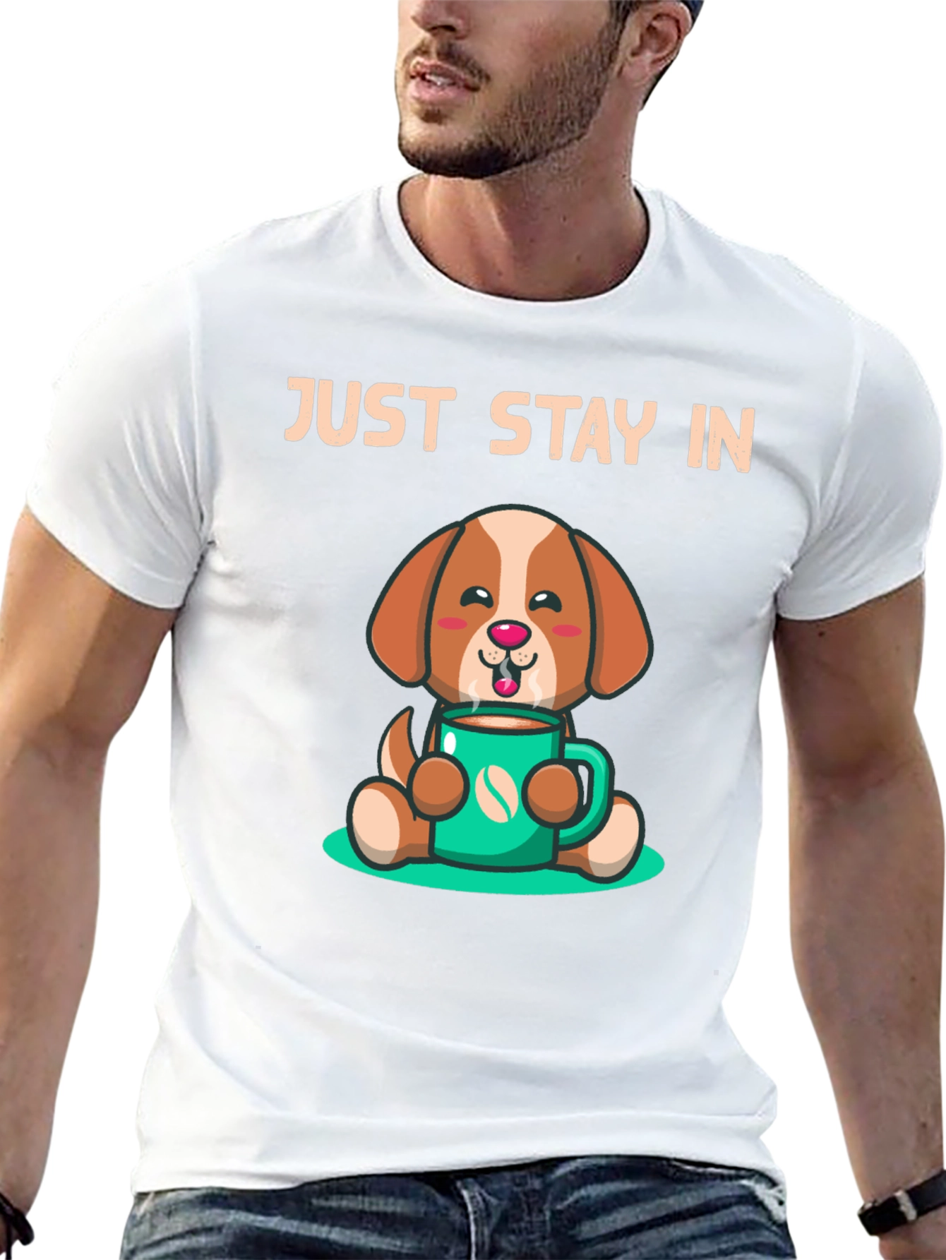 Stay In Coffee Dog Graphic T-Shirt