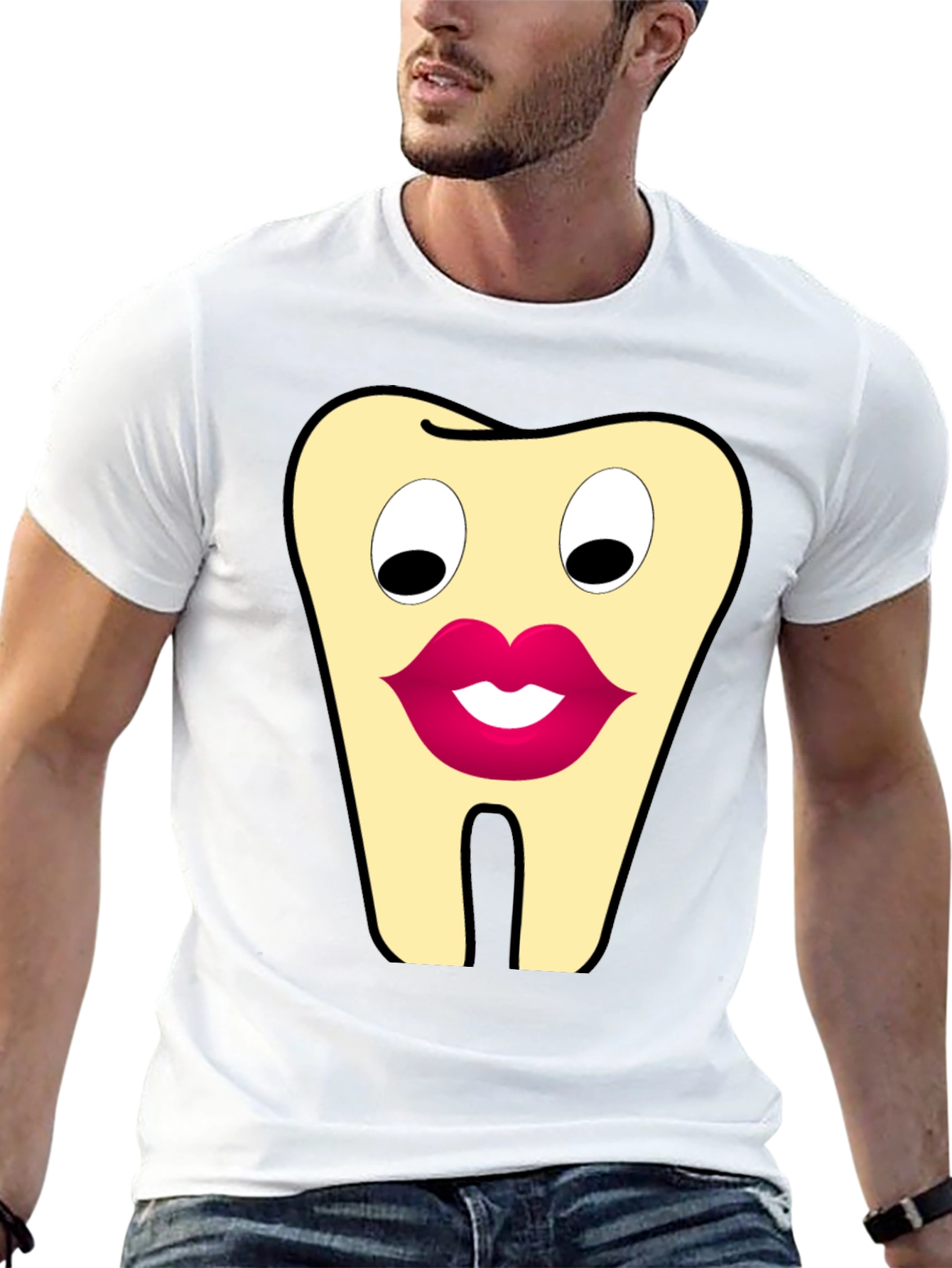 Funny Tooth Cartoon Graphic T-Shirt