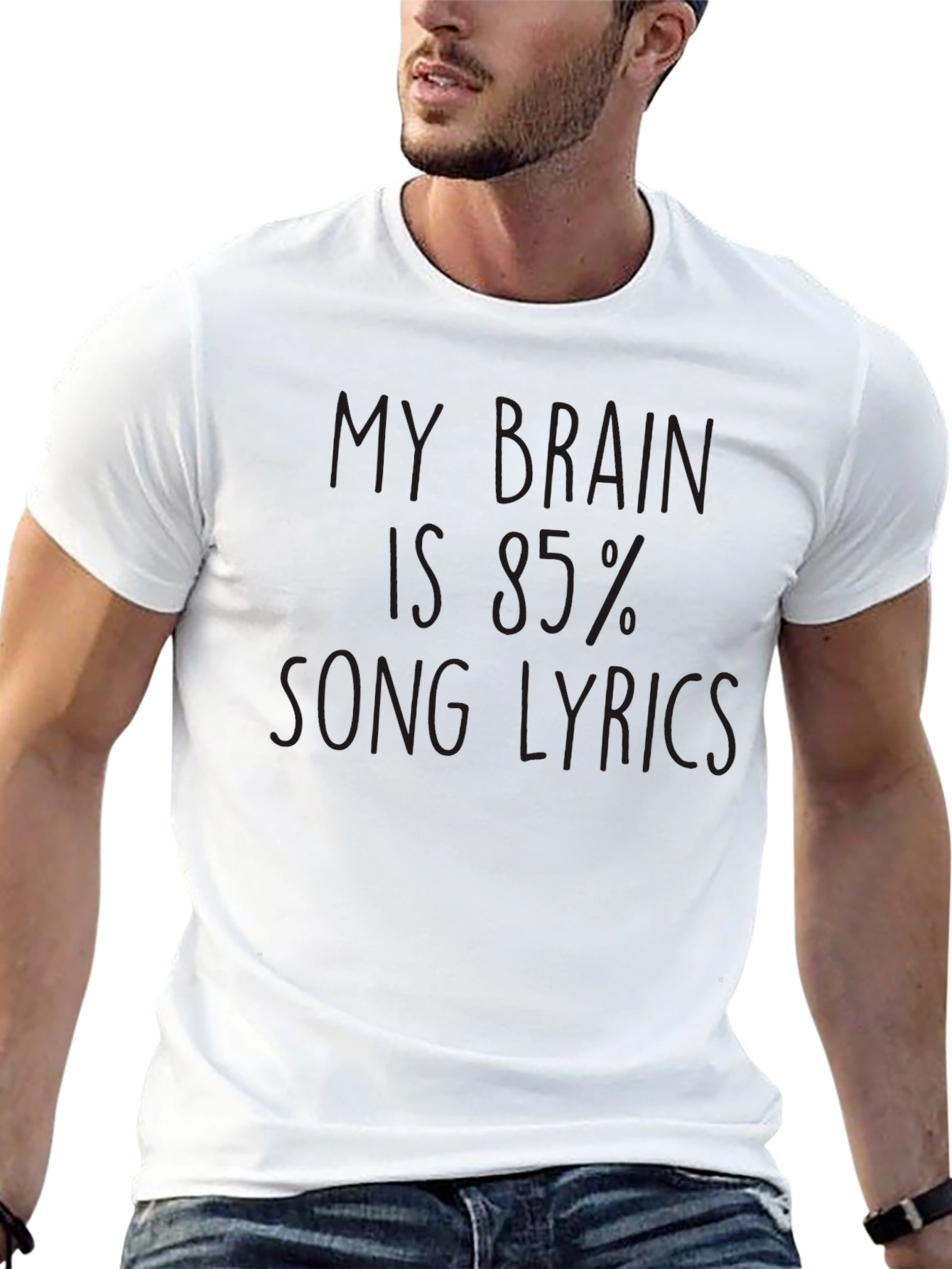 My Brain Is 85% Song Lyrics Black T-Shirt