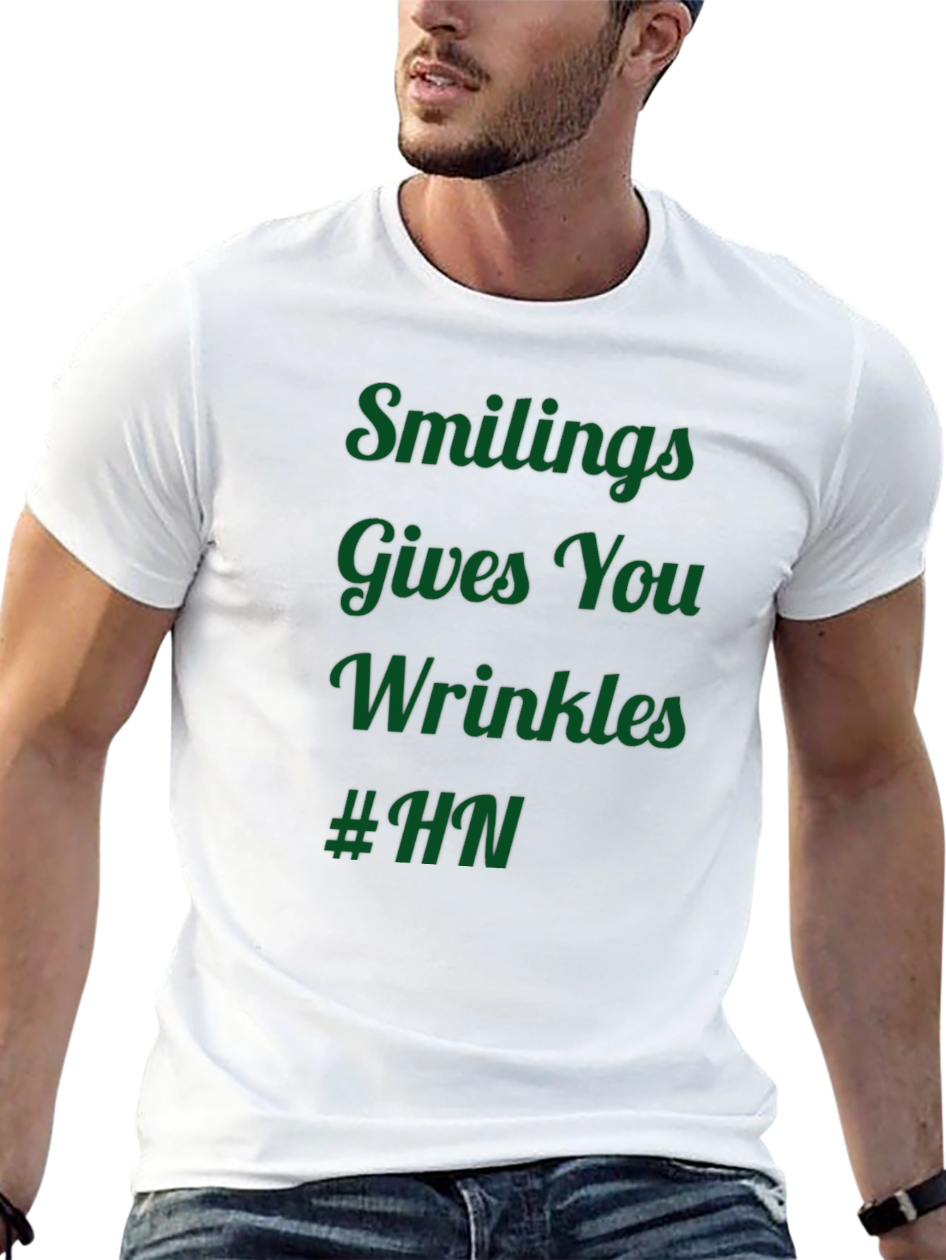 Humorous T-Shirt: Smiling Gives You Wrinkles #HN