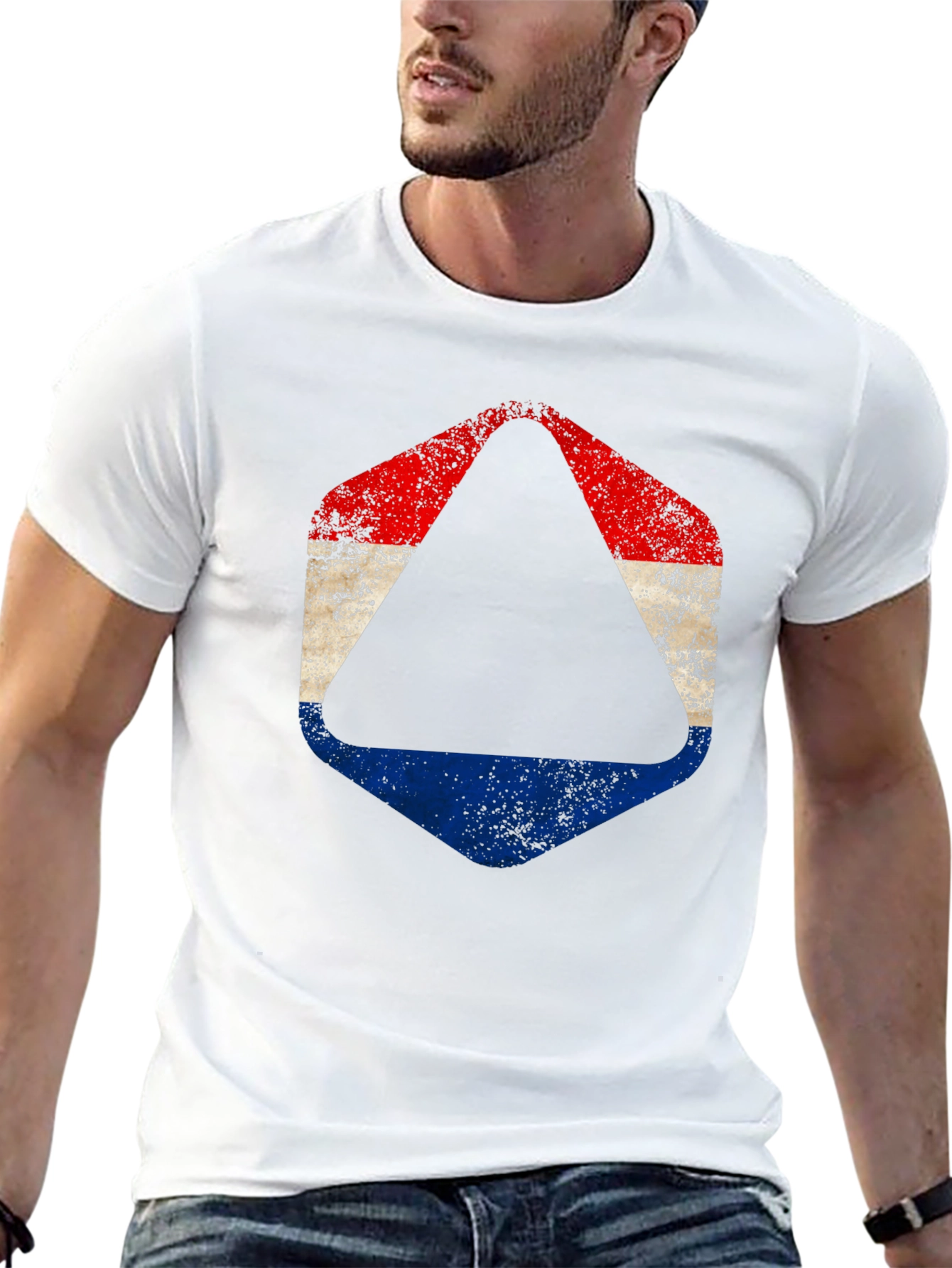 Distressed Netherlands Flag Graphic Tee - Black