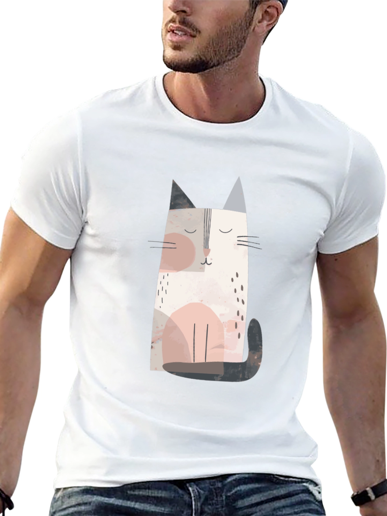 Cute Cat Graphic Tee - Unisex Black T-Shirt