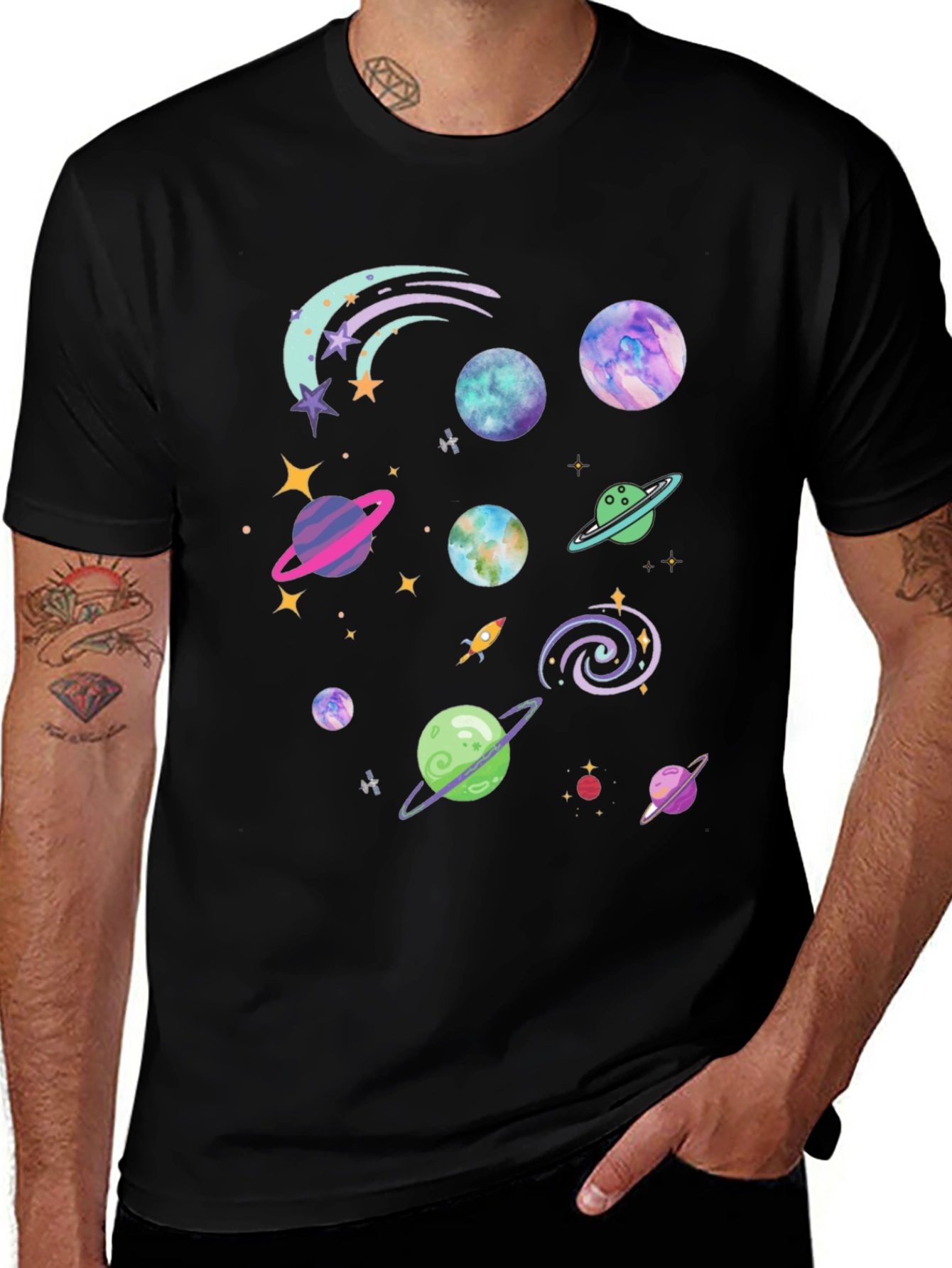 Cosmic Planets Graphic T-Shirt