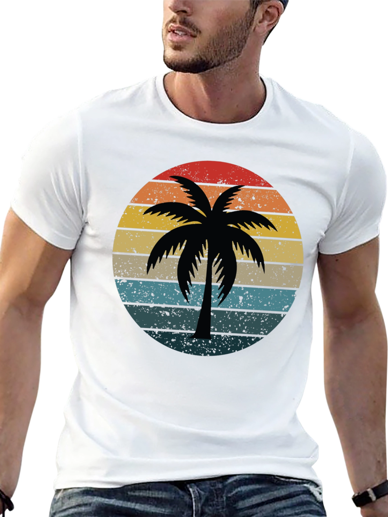 Retro Palm Tree Sunset Graphic Tee