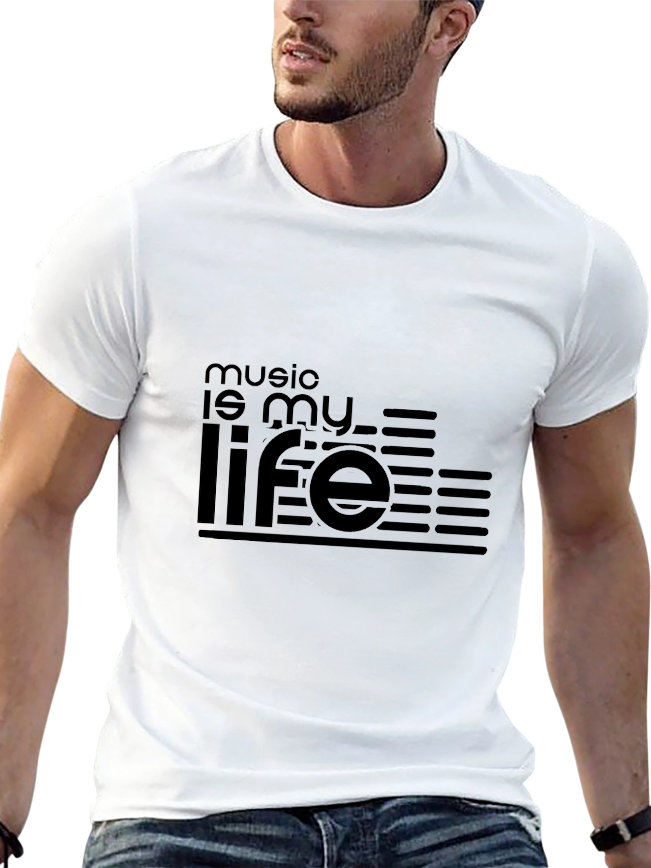 Music is My Life Graphic Tee - Black