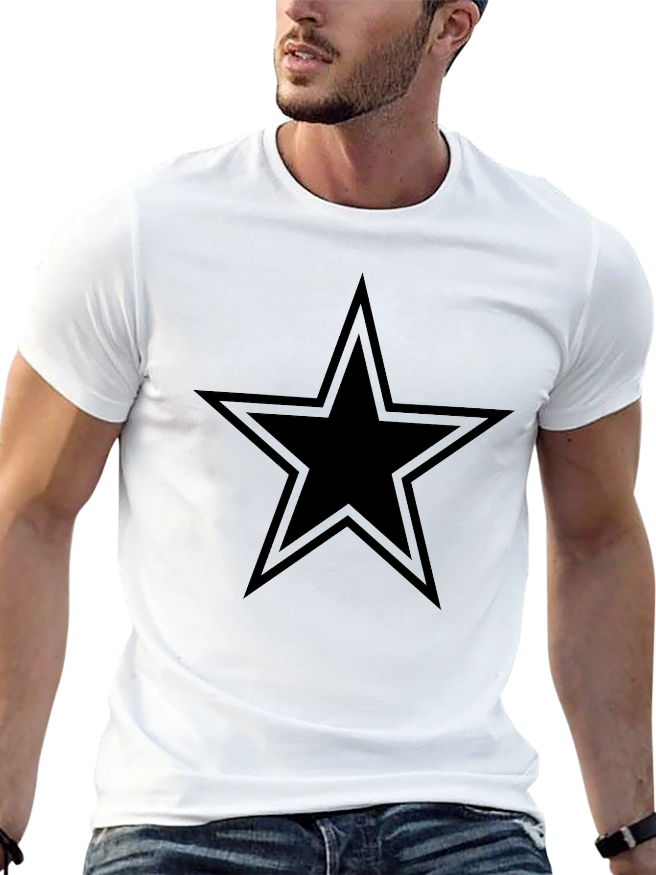 Black Star Graphic Tee - Casual Cotton Shirt
